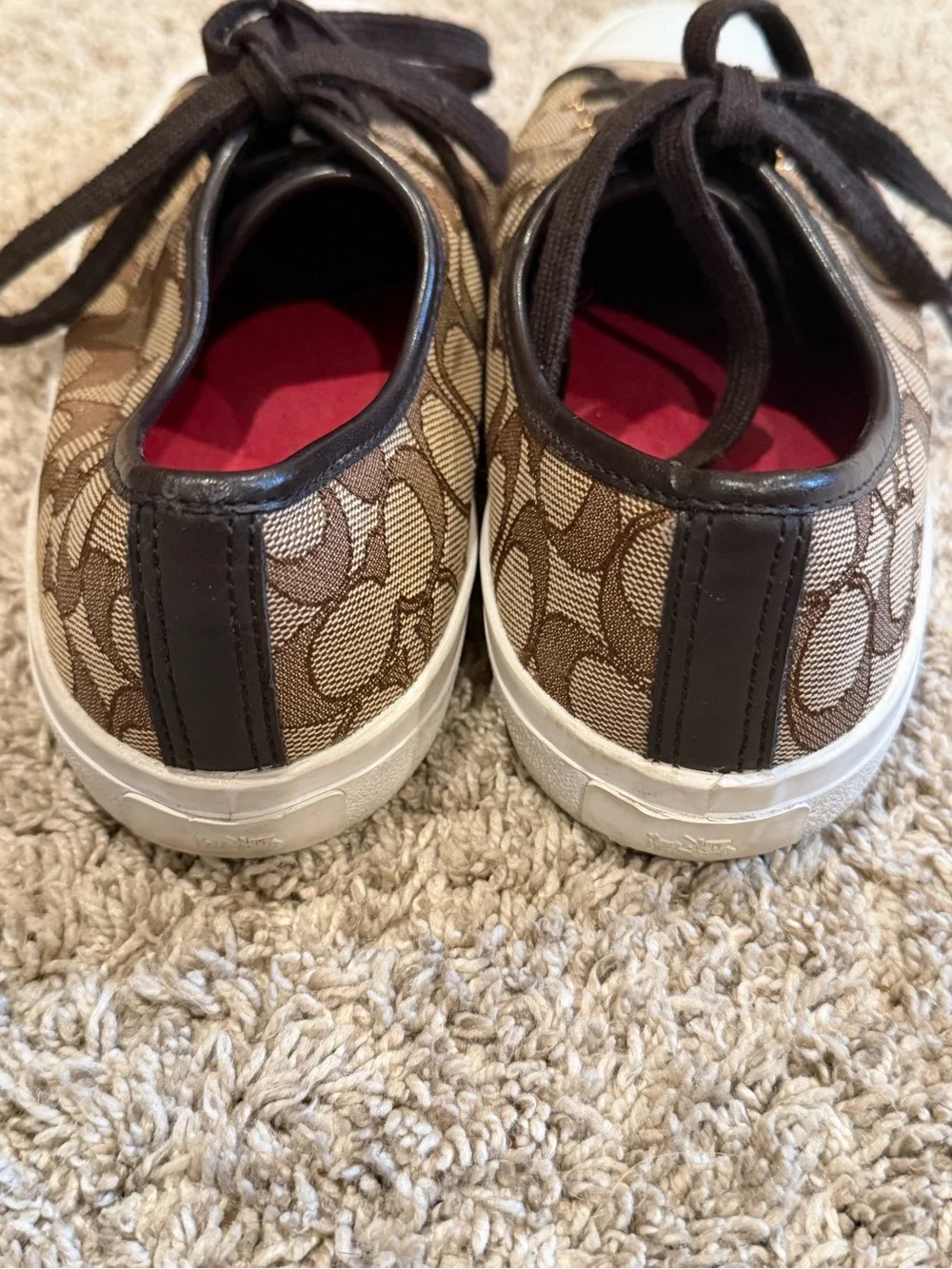 Vintage Coach Empire Brown Canvas Monogram Logo Lace Up Sneakers Low Top - Picture 4 of 8